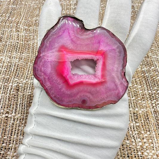 Pink Agate Ring #177