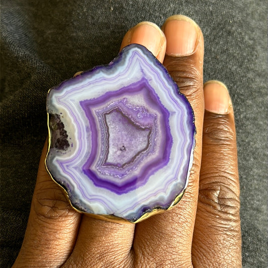 Purple Agate Ring #148