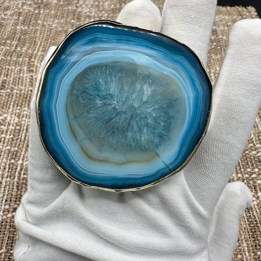 Teal Agate Ring #162