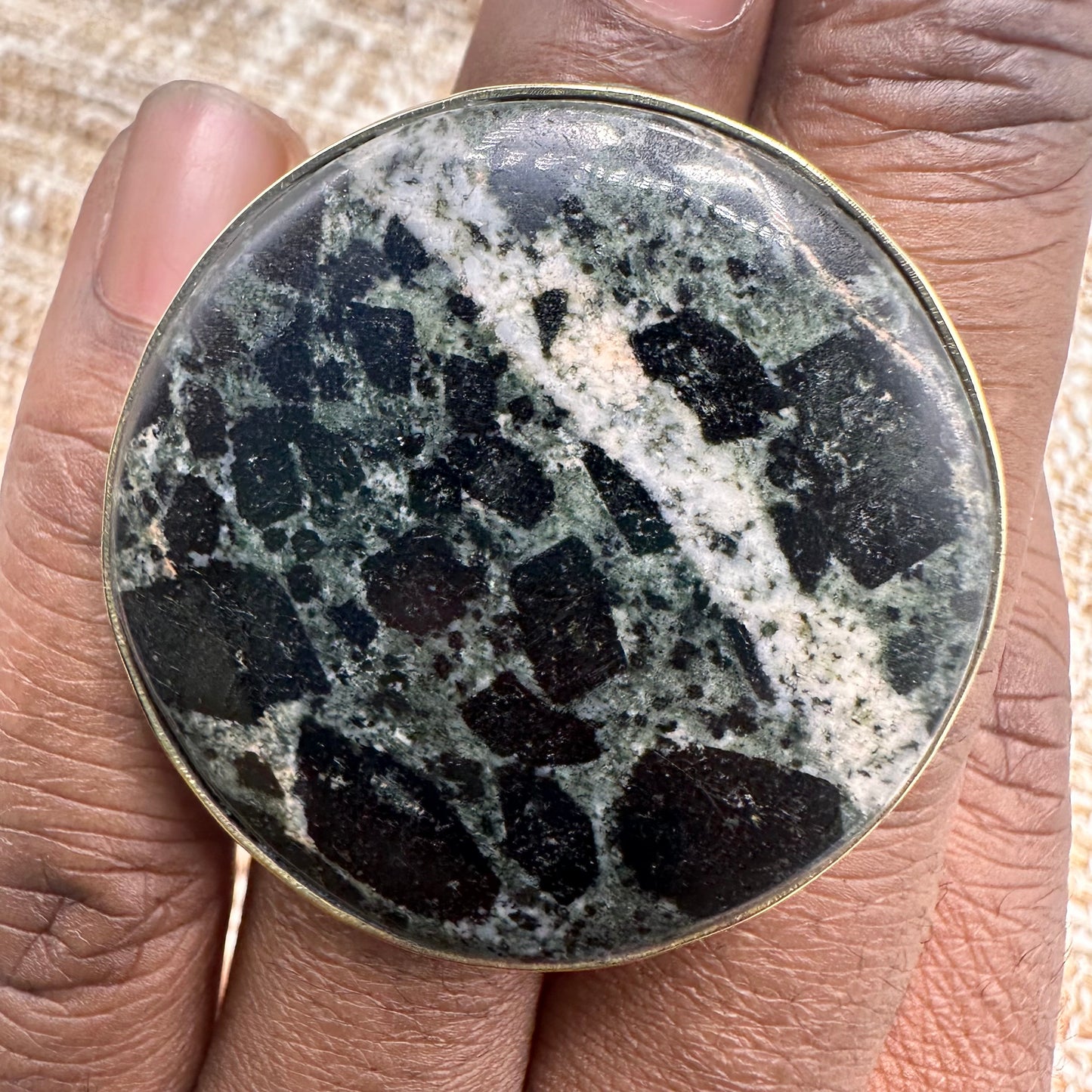 Natural Semiprecious Stone Statement Ring #398